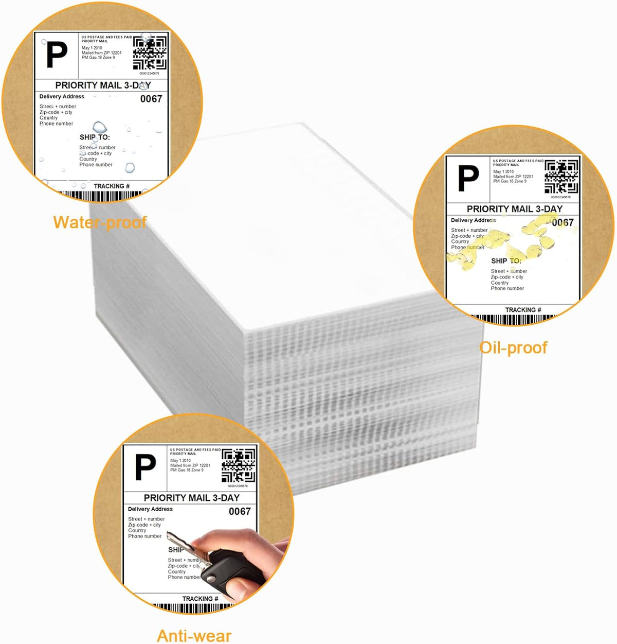 【2000 Labels/4 Stacks】 Labelebal 4" x 6" Fanfold Direct Thermal Labels (101mm x 152mm) Shipping Address Mailing Postage Labels Compatible for Zebra & Rollo Printer Adhesives (500 Labels/Stack) - Image 5