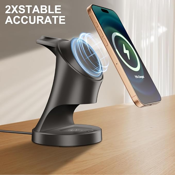 3 in 1 Wireless Charging Station for Apple Devices,Magsafe Charger for IPhone17 16 15 14 13 12 Pro/Max/Plus/Mini Wireless Charger Station for AirPods 2/3/4/Pro iWatch Ultra11/10/9/8/7/SE/6/5/4/3/2 - Image 4