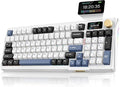 RedThunder K95 Wireless Mechanical Keyboard, TFT Screen & Knob, Tri-Mode BT5.0/2.4GHz/USB-C Hot Swappable Custom, Pre-lubed Linear Switches, Gasket Structure, RGB Gaming Keyboard, Snowy White-Blue by RedThunder