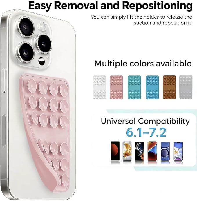 6PCS Silicone Suction Phone Case Mount, Non Slip Suction Cup, Hands-Free Phone Accessories Holder for Selfies and Tiktok Videos, Silicone Adhesive Stand Sticky for Cell Phone - Image 5