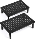 2 Pack Monitor Riser Desktop Stand Flat Screen TV Monitor Stand Riser | 3 Height Adjustable PC Stand with Mesh Platform Sturdy Metal Laptop Computer Monitor Stand Shelf for Printer, iMac by LOTEYIKE