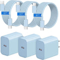 iPhone 17 16 15 Charger Fast Charging 3+3Pack 20W USB C Wall Charger with 6FT Fast Charging Cable Compatible with iPhone 17/17 Air/17 Pro/17 Pro Max/iPhone 16/15 Series, iPad Pro/AirPods -Blue by Coreykin
