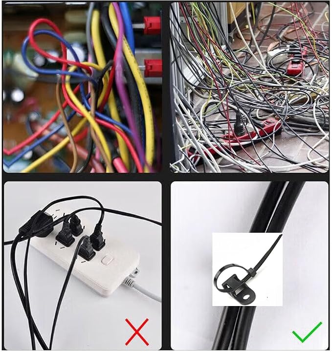 White Cable Zip Tie Mounts Kit-50 Pcs Cable Zip Tie Saddle Type Mounts Base With 50 Pcs 6" Cable Ties and 50 Pcs Tapping Screw, Wire Cable Clips Organizer Holders Clamps - Image 6