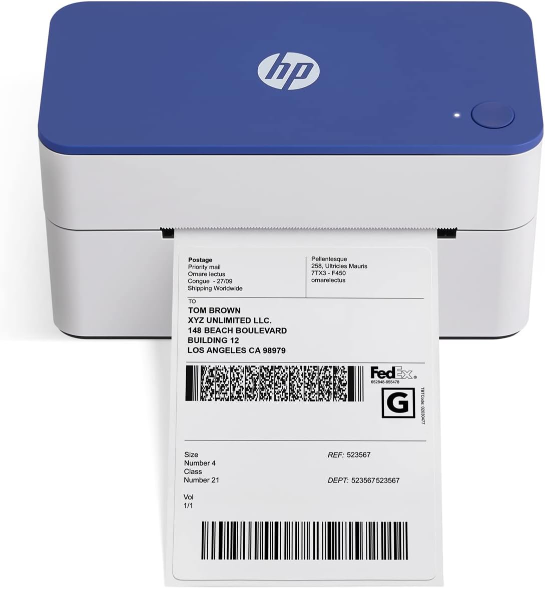 HP Shipping Label Printer, Commercial Grade Direct Thermal, Compact & Easy-to-use, High-Speed 300 DPI, Barcode, Compatible with, UPS, Ebay, ShipStation More, HPKE103, 7.9''x 4.6'' x 4.7'', white by HP