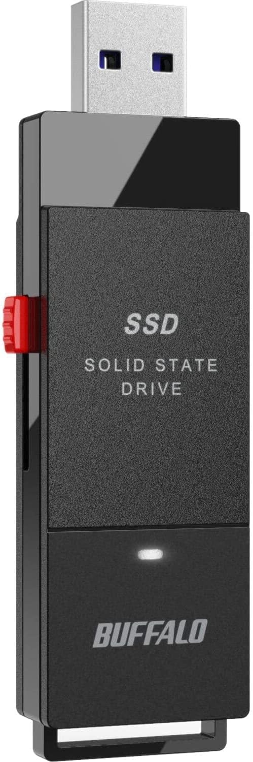 BUFFALO External SSD 2TB - Up to 600MB/s - USB-C - USB-A - USB 3.2 Gen 2 (Compatible with PS4 / PS5 / Windows/Mac) - External Solid State Drive Stick - ‎‎SSD-PUT2.0U3B by BUFFALO