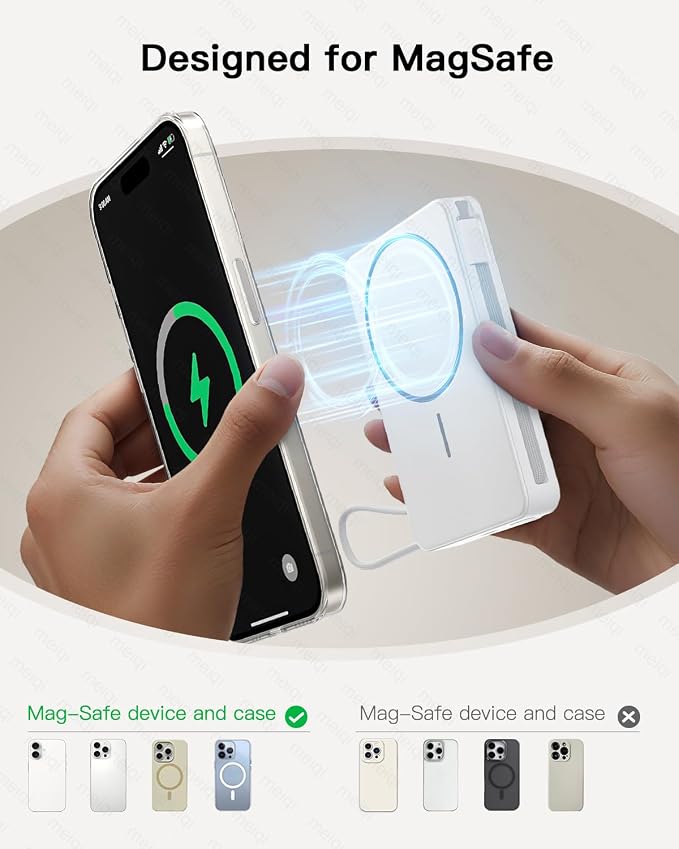 Magnetic Power Bank, 10,000mAh Wireless Portable Charger for Mag-Safe 15W Fast Charging, Battery Pack with USB-C Cable 20W in/Out for iPhone Air/17/16/15/14/13/12/Plus/Pro/Pro Max, AirPods & More - Image 7