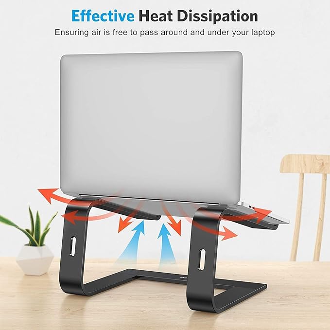 OMOTON Laptop Stand, Detachable Mount for MacBook Air/Pro Dell HP Black | 11-17" Laptop Holder for Desk, Notebook Computer Mount, Lightweight Cooling for Desk, Ergonomic Home Office - Image 6