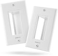 Recessed Cable Wall Plate for Behind Wall Cable Management - White Wall Plate Cable Pass Through with Low Voltage Mounting Bracket to Hide TV Cords for Wall Mount TV, Side Opening, 2 pack by BASEPORT