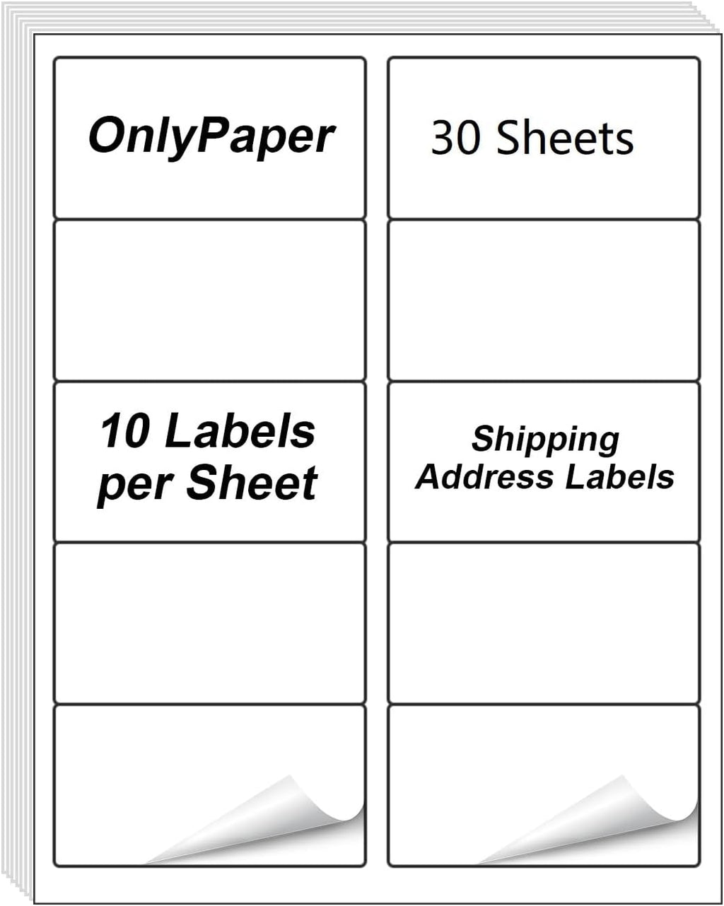 2" x 4" Shipping Labels - 30 Sheets 10 Up Self Adhesive Mailing Labels,300PCS Address Labels for Laser & Inkjet Printers, Handwrite-Friendly by OnlyPaper