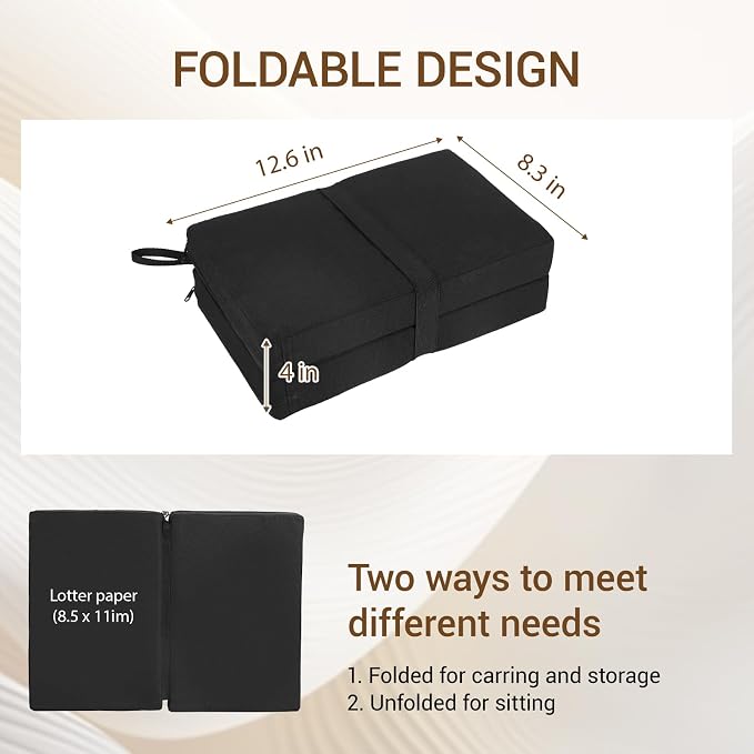 Multi-Functional Stadium Seat Cushions 2 Pack, Waterproof Oxford Filled with High Resilence Sponge, for Any Outdoor Events Use (Black - Foldable) - Image 2
