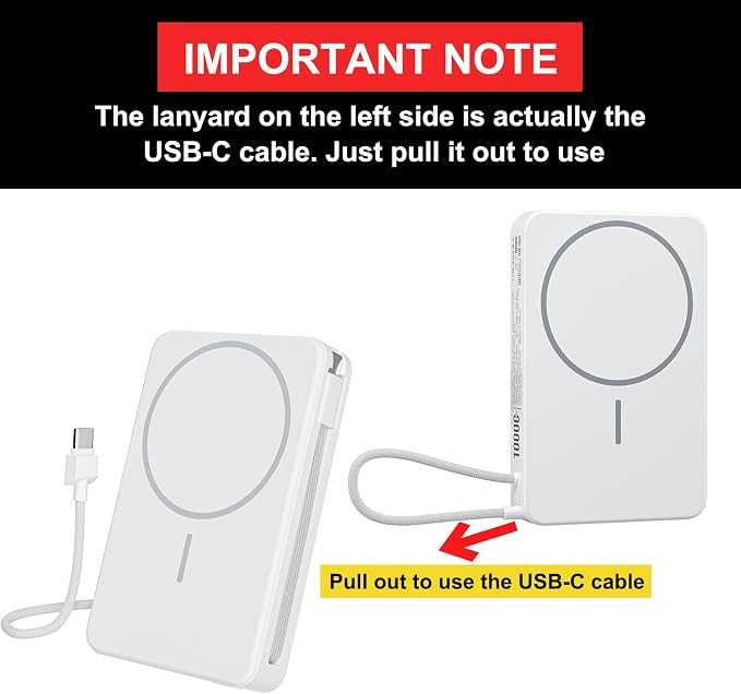 Magnetic Power Bank, 10,000mAh Wireless Portable Charger for Mag-Safe 15W Fast Charging, Battery Pack with USB-C Cable 20W in/Out for iPhone Air/17/16/15/14/13/12/Plus/Pro/Pro Max, AirPods & More - Image 2