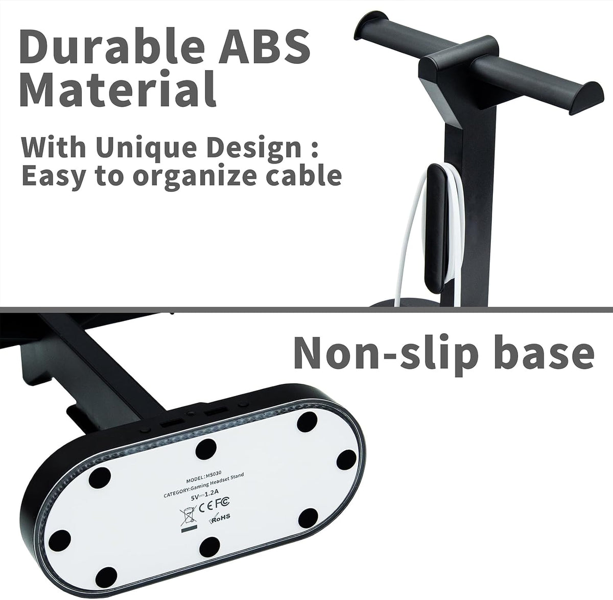 Dual Headphones Stand with Charger for Men, Headset Holder Stand for Desk - Image 3