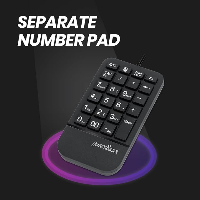 Perixx PERIDUO-606A, 3-in-1 Wireless Compact Ergonomic Keyboard with Vertical Mouse and Numeric Keypad - Adjustable Palm Rest - Tilt Wheel - Membrane Low Profile Keys - US English - Image 4