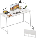 WOHOMO Folding Desk, 47.2" Foldable Computer Desk for Bedroom, Space Saving Computer Table Writing Workstation for Home Office, Easy Assembly, White | Easy Assembly and Fold, Sturdy Home office desks for Study Bedroom Dorm Space Saving Writing Work Apa... by WOHOMO