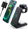 3 in 1 Wireless Charging Station, 2026 Upgraded Fast Desk Charger Station for iPhone 17 16 15 14 13 12 Pro Max Plus, Charger Stand for Apple Watch 10 9 8 7 6 5 4 3 2 SE, Airpods 4 3 2 Pro(Black) by LABJOB