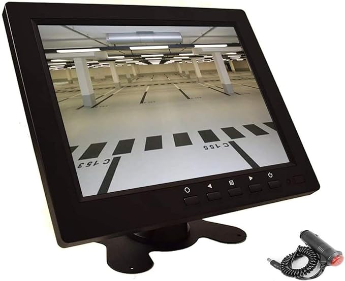 8 inch CCTV Monitor, TFT LCD Security Screen with VGA HDMI AV BNC USB Audio in/Out Ports Built-in Speaker, HD Display for Surveillance Camera STB 1024x768 Resolution with Car Power Adapter 12-24V by Cocar