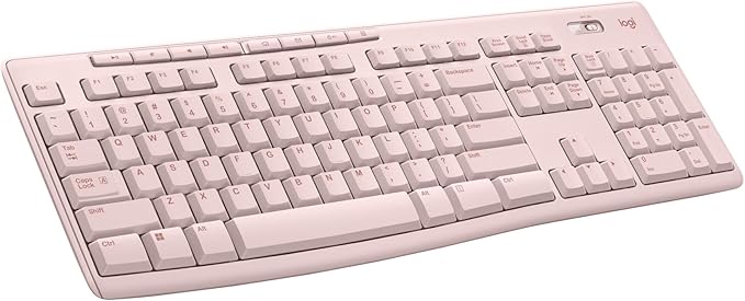 Logitech K270 Full Size Wireless Keyboard for Windows - Rose | Full-size keyboard with number pad, 8 multimedia keys, includes USB-A receiver, 2-year battery, compatible with PC, laptop by Unknown