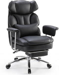 Sweetcrispy Executive Home Office Chair, Ergonomic Desk Chair | Big Tall High Back, Lumbar Support, Reclining Height Adjustable, PU Leather, Computer Gaming, Footrest Swivel Wheels, Black by Sweetcrispy