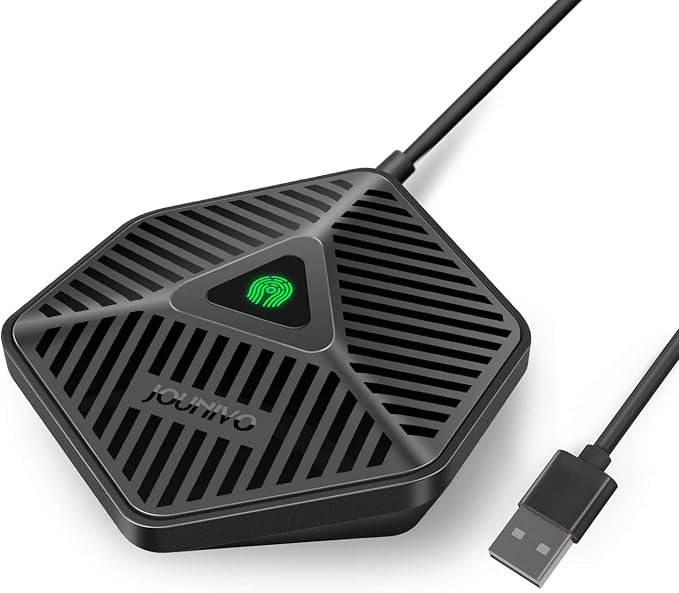Conference USB Microphone, 360° Omnidirectional Computer Mic with Mute Button for Video Conference, Recording, Skype, Online Class, Plug & Play Compatible with Windows/macOS/PC/Laptop(JV808) by JOUNIVO