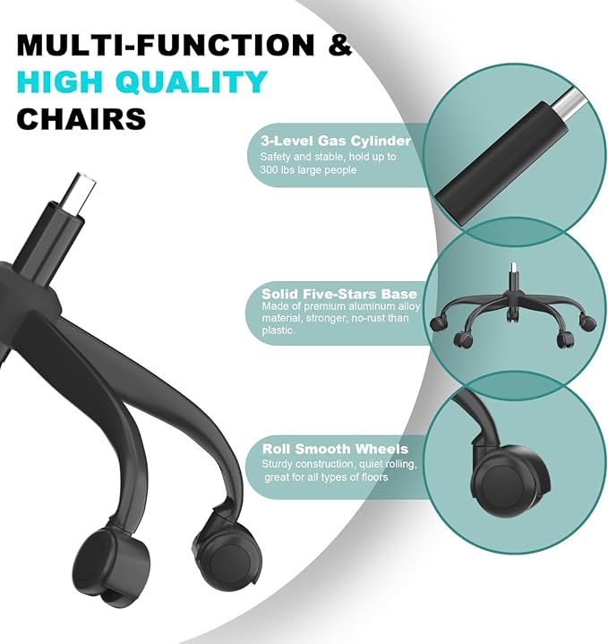 Mimoglad Office Chair, High Back Ergonomic Desk Chair with Adjustable Lumbar Support and Headrest, with flip-up Armrests for Guitar Playing, 5 Years Warranty (Modern, Grey/Gray) - Image 7