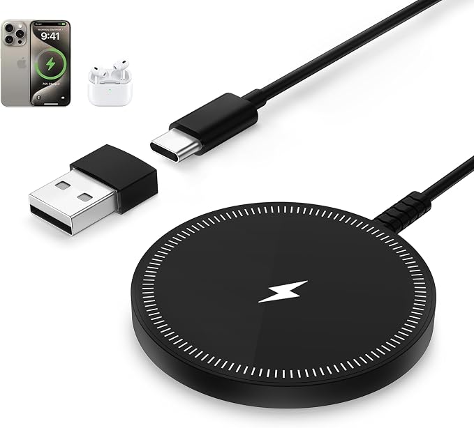 Bohuma Magnetic Wireless Charger – Compatible with iPhone 12-17 Series Airpods - Sleek Lightweight Design with Fast Charging – Ideal for Travel Work & Home – Black by WirelessCharger
