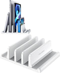 Vaydeer 3-Slot Vertical Laptop Stand Made of Premium ABS Plastics 5 in 1 Design Space-Saving Adjustable Desk Organizer for All MacBook/Chromebook/Surface (White) by Vaydeer