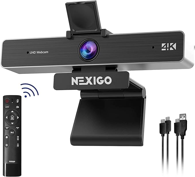 Zoom Certified, NexiGo N950P 4K Zoomable Webcam with Remote Control, Sony_Starvis Sensor, 5X Digital Zoom, Pro Web Camera with Dual Stereo Mics, for Zoom Skype Teams Twitch by NexiGo