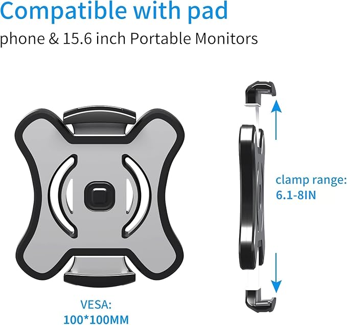 Pholiten Universal VESA Mount Adapter for Tablets, 2-in-1 Laptops | 15.6 inch Portable Monitors & Phone, VESA 100x100, Adjustable Laptop Holder, Extend to 6.1-8 inch - Image 2