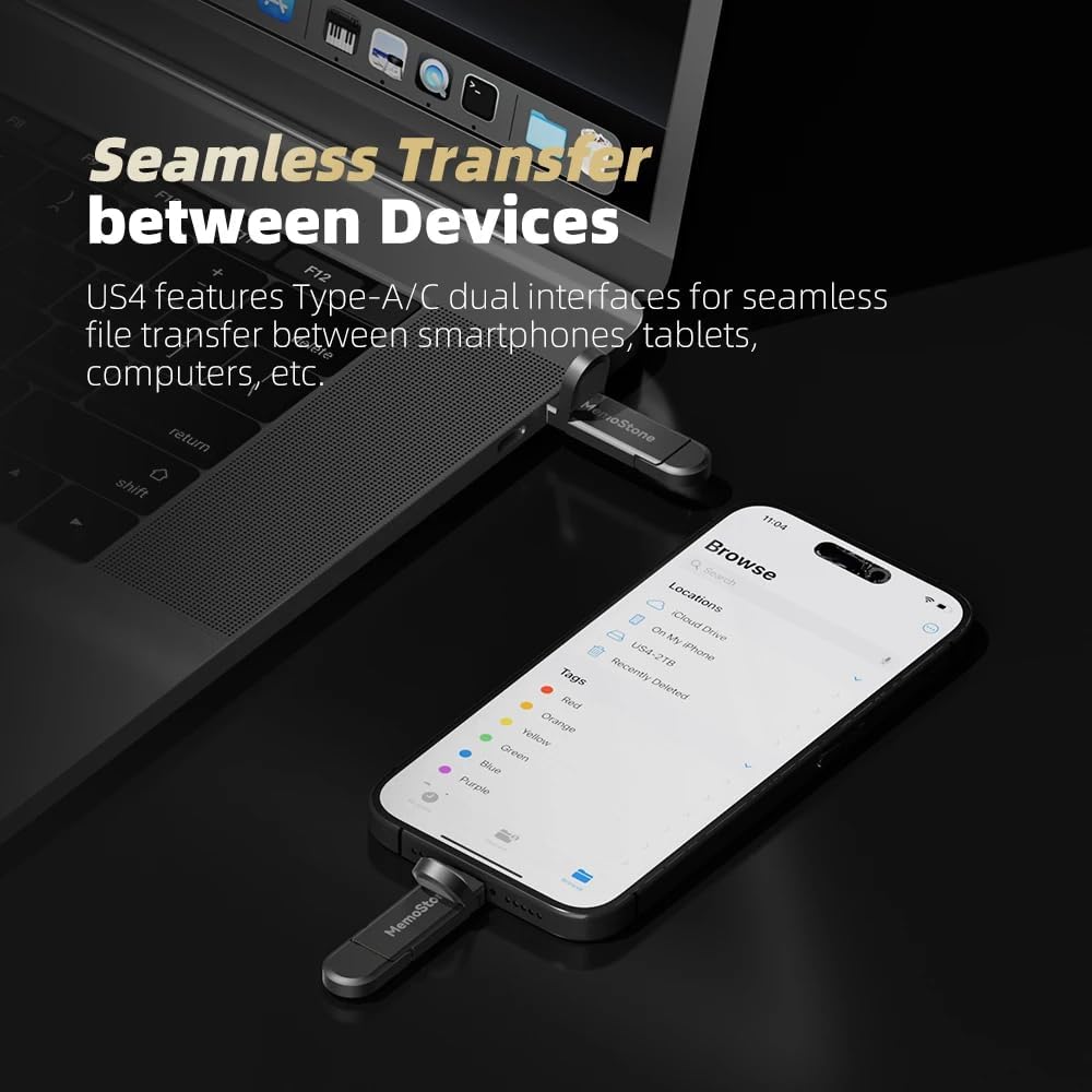 KingSpec MemoStone 512GB External SSD, USB 3.2 Gen2 Dual Type A/C Interface - Up to 540MB/s, Portable Solid State Drive Perfectly Compatible with Smartphones/Laptops/Tablets/Desktops - Image 3