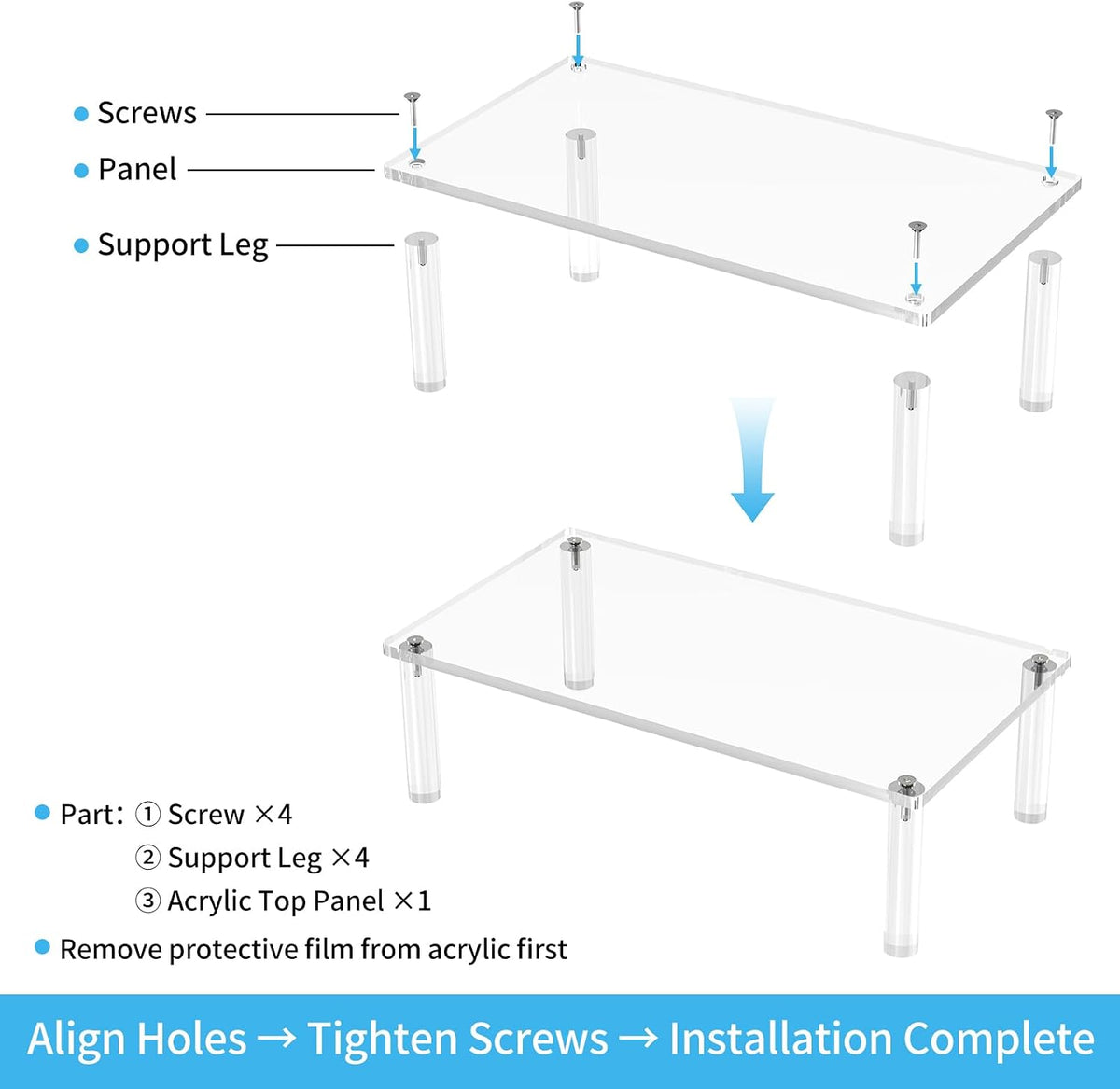 Acrylic Monitor Stand Riser 14X7.8 Clear Computer Stand Riser - Image 7
