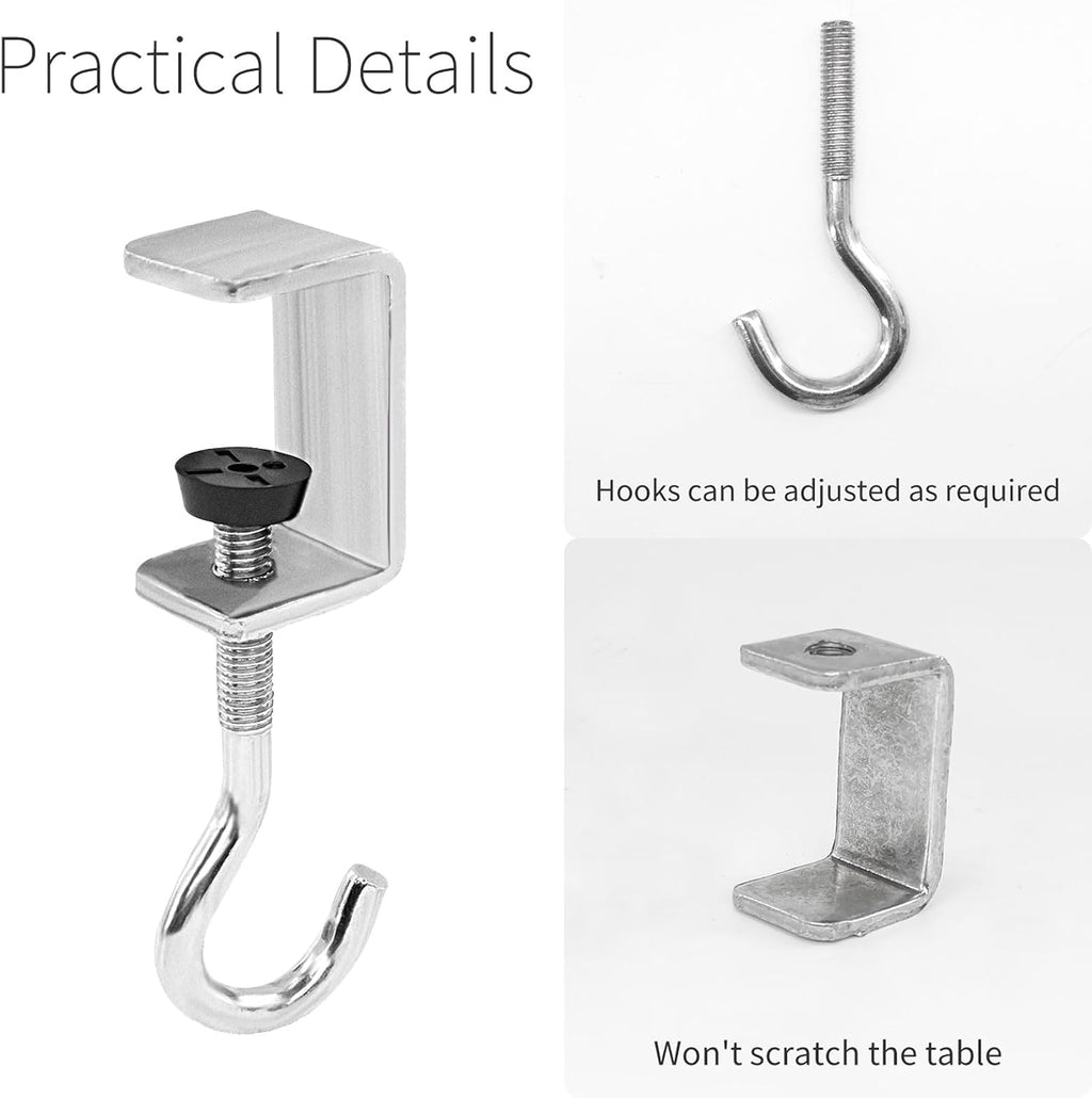 2 Pcs Desk Mount Bag Holder Hook Clamp-On Backpack Hanger Portable Desk Mount Headphones Holder Reduce Desk Clutter for Table Desk, Under Counter - Image 4