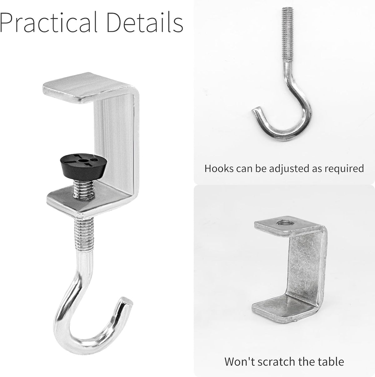 2 Pcs Desk Mount Bag Holder Hook Clamp-On Backpack Hanger Portable Desk Mount Headphones Holder Reduce Desk Clutter for Table Desk, Under Counter - Image 4