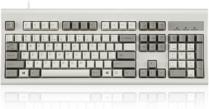 Perixx PERIBOARD-106M, Wired Performance Full-Size USB Keyboard, Curved Ergonomic Keys, Classic Retro Gray/White Color, US English Layout by PerixxComputerGmbH