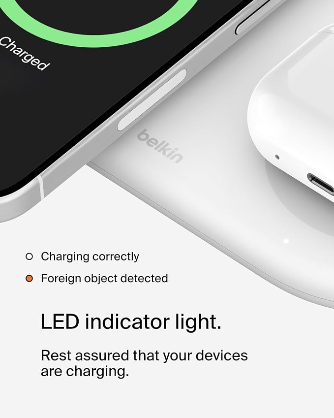 Belkin Qi2 15W Magnetic Wireless Charging Pad, 3 in 1 Fast Charger | MagSafe compatible, iPhone 17/16/15, AirPods, Apple Watch compatible, multi-device charging station, Magnetic - Image 6