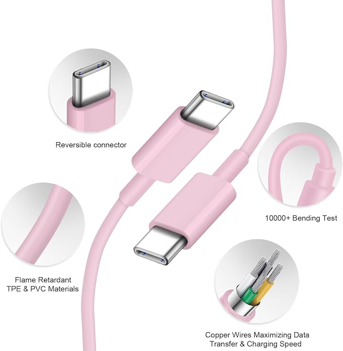 iPhone 17 16 15 Charger Fast Charging 2+2Pack 20W USB C Wall Charger with 6FT Fast Charging Cable Compatible with iPhone 17/17 Air/17 Pro/17 Pro Max/iPhone 16/15 Series, iPad Pro/AirPods - Pink - Image 6