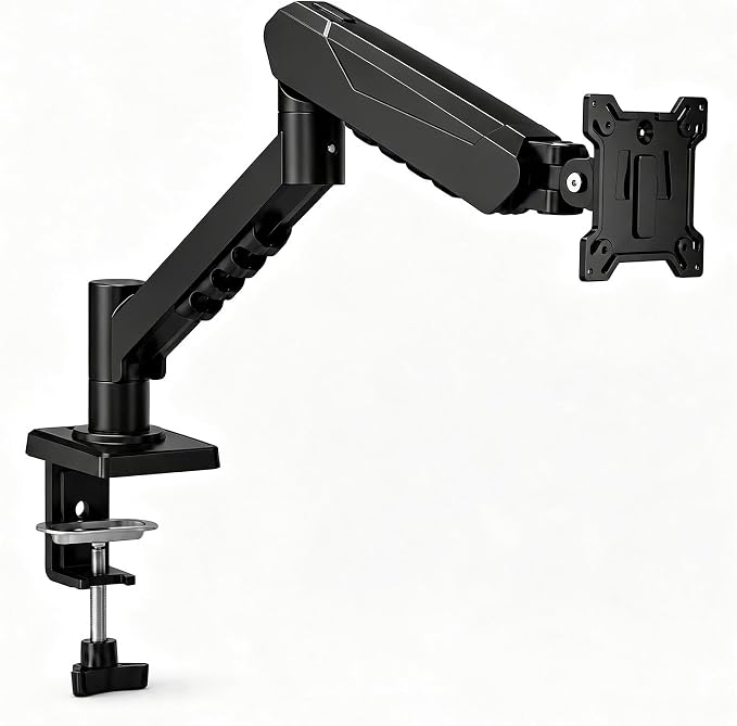 Monitor Arm Desk Mount, Mechanical Spring, 17-32 Inch, VESA 75/100 | Mechanical spring monitor arm supports 4.4-19.8 lbs and VESA 75x75/100x100; C-clamp and grommet bases fit more desk setups. by Unknown