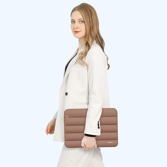 MOSISO Laptop Case 13.3 inch,13-13.3 inch Puffy Laptop Sleeve Carrying Case | Compatible with MacBook Neo/Air 13.6/Pro 13/14, HP Dell ASUS Lenovo, Polyester Horizontal Bag with Small Case, Mocha - Image 7