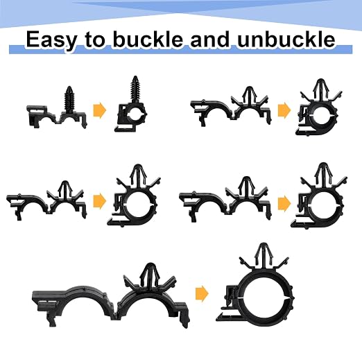 Funnymoom 150 Pcs Wire Loom Routing Clips, 15 Sizes Push Mount for Car | Cable Zip Ties Included, Universal Harness Clip Replacements, Push-in for Easy Install, Fits Automotive Wire Management - Image 3