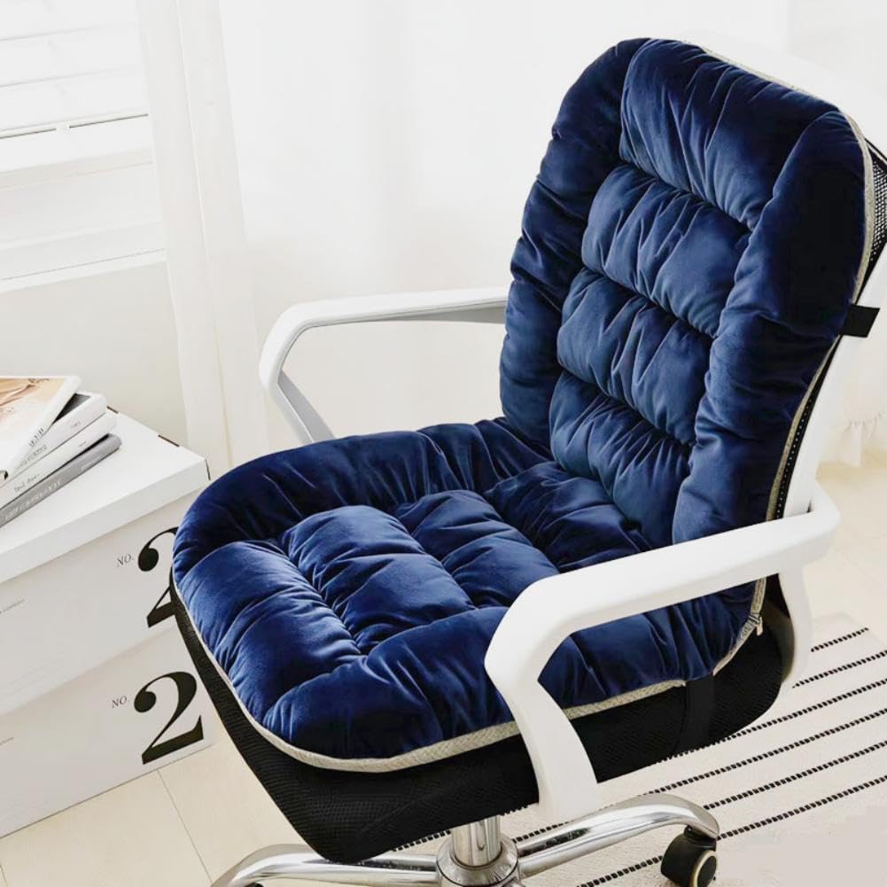 Desk Chair Cushion Soft Seat Cushions with Removable Cover Office Chair Pad Dorm Seat Pad with Back Support Rocking Chair Cushions,90×50cm (Navy) by GKWW
