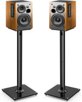 PERLESMITH Universal Floor Speaker Stands for Surround Sound up to 22 lbs | Bookshelf Speaker Stand 27.56‘’, 45° adjustable top plate, tool-free assembly, cable management, rubber isolation pads by PERLESMITH