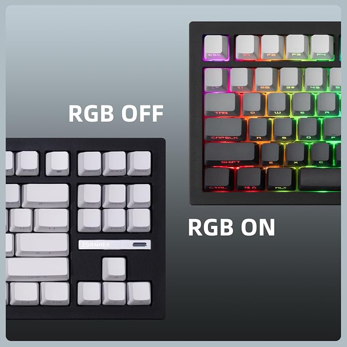 ZORNHER ZH870 Wireless Mechanical Gaming Keyboard,80% Black Custom Creamy Sound Keyboard with Shine Through PBT Keycaps,Pre-lubed Linear Switches,Hot-Swappable,RGB Backlit,2.4GHz/USB-C/BT5.0 - Image 9