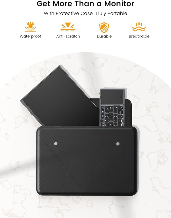 UPERFECT 15.6'' 1080P Touchscreen Portable Monitor with Battery 8000mAh | 125% sRGB Travel Monitor with Bluetooth Keyboard, Kickstand, Bag, VESA, Ultra-Slim External Screen for Laptop, PC, Phone - Image 9