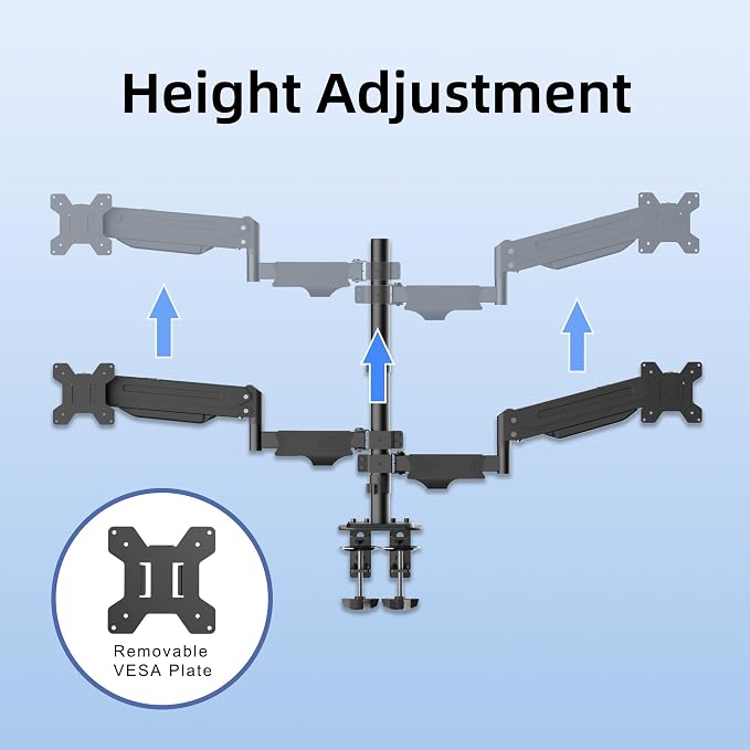 Suptek Dual Monitor Mount Stand-Height Adjustable Gas Spring Monitor Arm Desk Mount for 2 Computer Screens 17 to 32 inches - Each Arm Holds up to 22lbs (MD8822) - Image 8