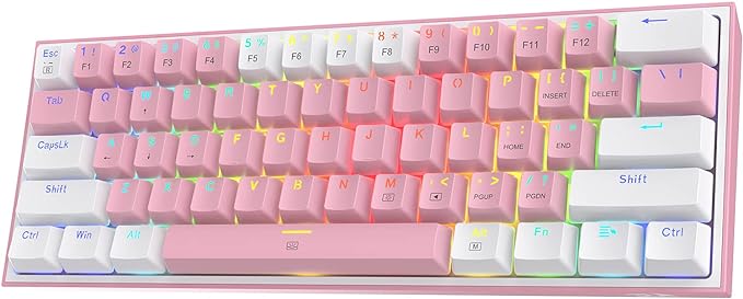 Redragon K617 Wired 60% Compact Hot-Swap RGB Gaming Mechanical Keyboard | 61 Keys Design for More Room to Aim, Swap-Ready Socket for Mod, Vibrant 20-Mode Lighting Hype Vibing, Pro Software Supported by REDRAGON