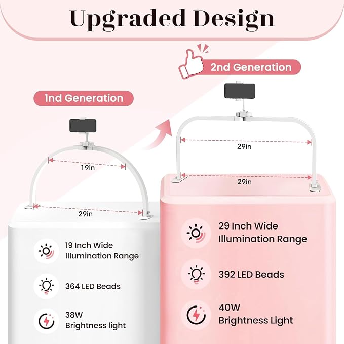 Half Moon Light for Nail Desk: 180 ° Shadow-Free Arc Light For Manicurist | 29" Foldable Half Moon Desk Lamp With Phone Holder - 3 Color Mode & 10 Brightness - Provide a Bright Work Area For Nail Tech - Image 2