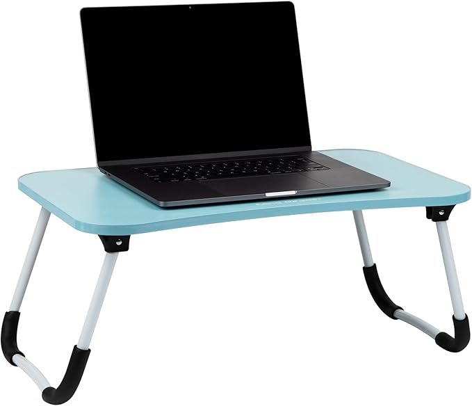 Mind Reader Lap Desk Laptop Stand, Bed Tray, Folding Legs, Couch Table, Portable, MDF, 23.25" L x 13.75" W x 10.5" H, Blue by MindReader
