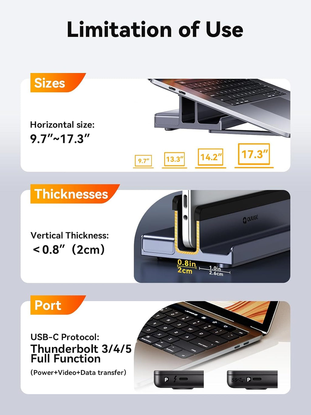 Laptop Docking Station Stand Dual 4K Monitor: QUUGE USB C Docking Station Dual Monitor for Laptop, 2 HDMI (Single 4K@120Hz), 2 USB3.0 Ports, 100W PD, RJ45 Ethernet, Universal Laptop Stand USB C Dock - Image 3