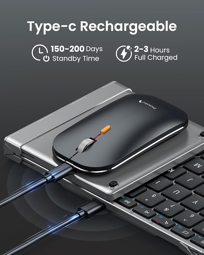 ProtoArc XKM01 Full-Size Foldable Keyboard Mouse Combo for Travel, Gray | 105-key keyboard, slim mouse, hard case and phone stand, 3-device Bluetooth & 2.4G switching, for travel office use - Image 6