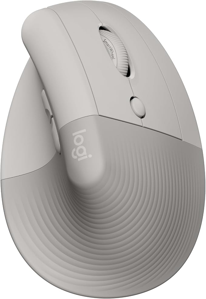 Logitech Lift Vertical Ergonomic Wireless Mouse - Sand | Connect via Bluetooth or included Logi Bolt USB-A receiver, quiet clicks, 4 of 6 buttons customizable, Windows Mac compatible by Unknown