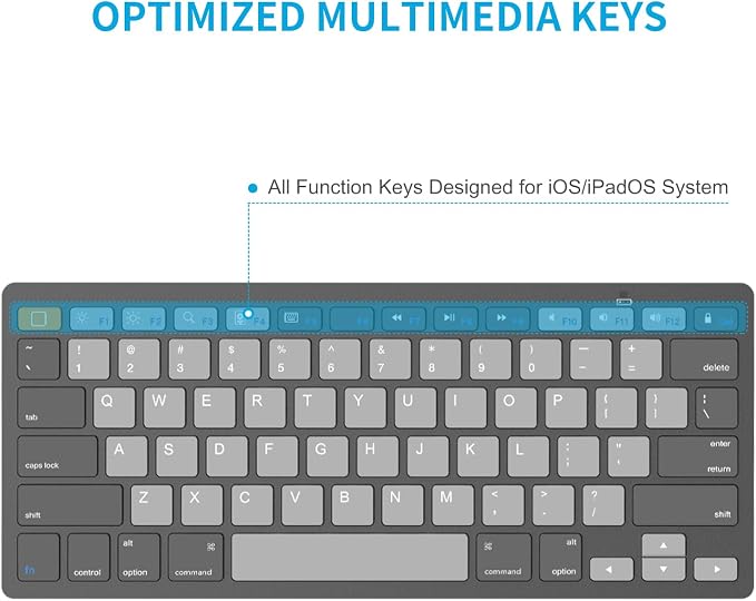 OMOTON Ultra-Slim Bluetooth Keyboard for iPad,iPad Pro/Air/Mini,iPhone | Stable Wireless iOS Keyboard with 12 Multimedia Keys, Portable for Office, Travel, School, Orange & Gray & Deep Gray - Image 7
